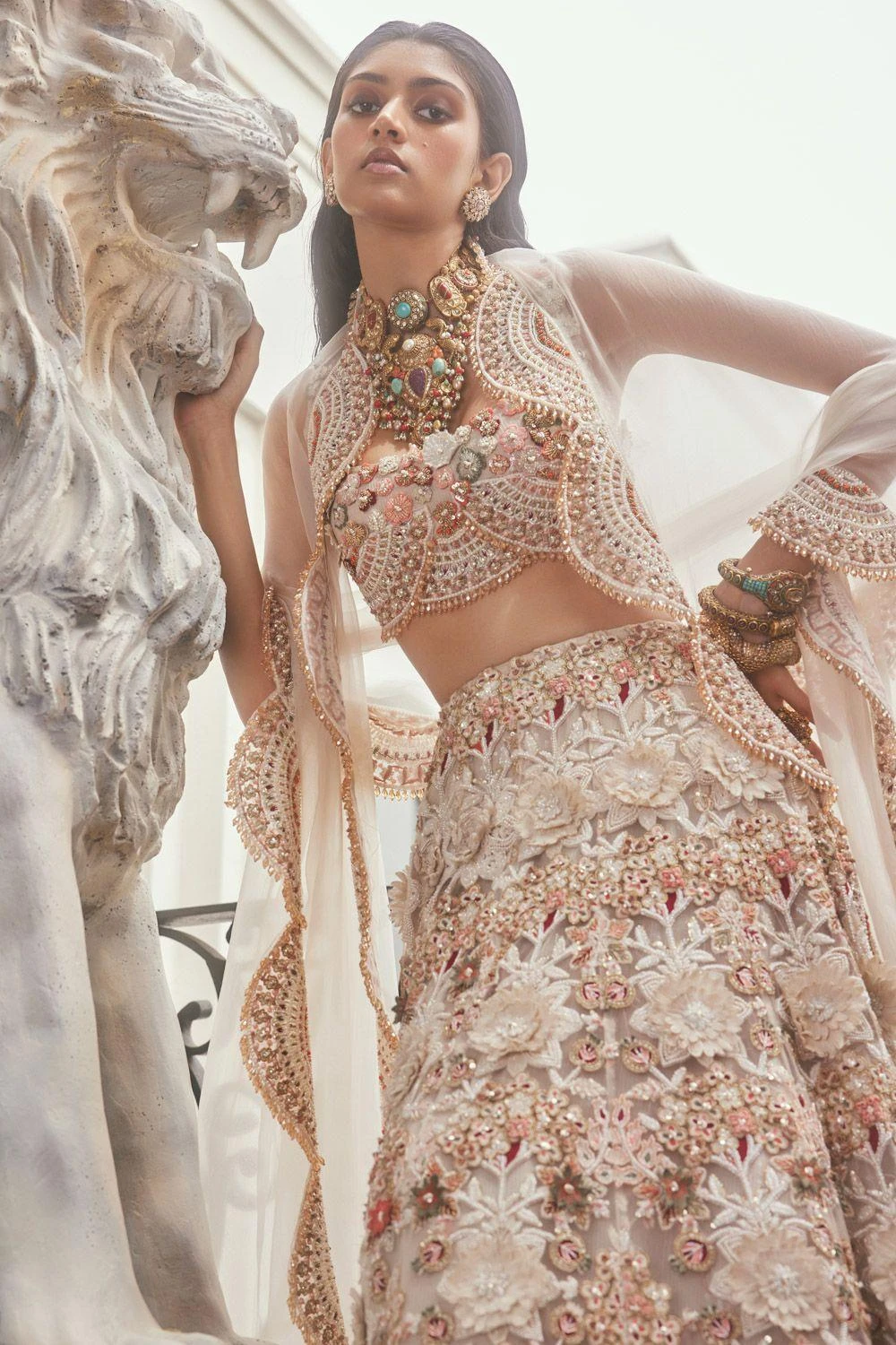 Ridhima Bhasin Aurora 3-D Floral Embellished Lehenga Set 4 Ridhima Bhasin Aurora 3-D Floral Embellished Lehenga Set - Image 2