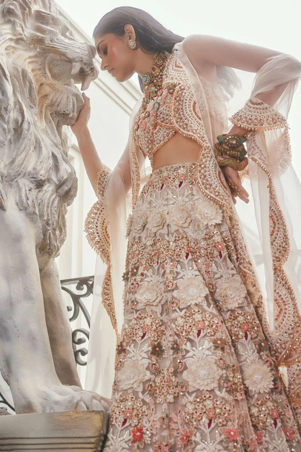 Ridhima Bhasin Aurora 3-D Floral Embellished Lehenga Set 5 Ridhima Bhasin Aurora 3-D Floral Embellished Lehenga Set - Image 3