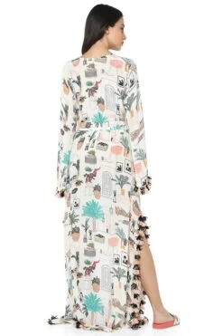 PS Pret By Payal Singhal White Morrocan Print Silkmul Kaftan -Inca Sales Store 319ps8 5