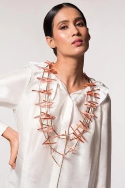 CVH Red & Orange Threaded Stick Necklace