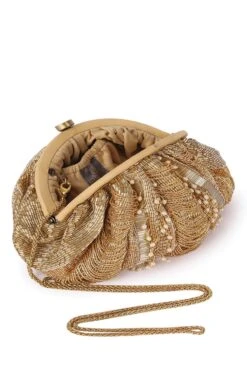 Lovetobag Gold Hand Embroidered Ruched Pouch -Inca Sales Store 31lb18 4