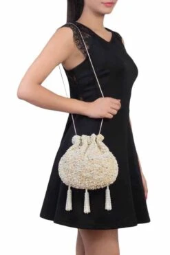 Lovetobag Ivory Myoki Hand Embroidered Potli -Inca Sales Store 31lb22 2