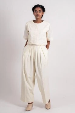 Ahmev Striped Textured Crop Top