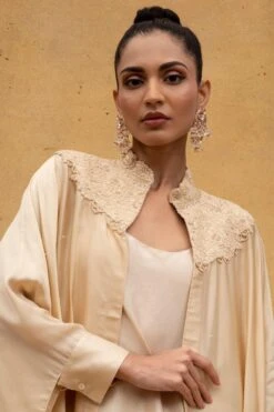 Anamika Khanna Beige Thread Embroidered Chiffon Cape & Dress -Inca Sales Store 32ak6 4