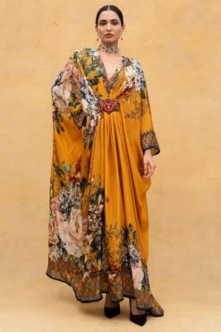 Rajdeep Ranawat Mustard Yellow Kaftan With An Insignia Broach