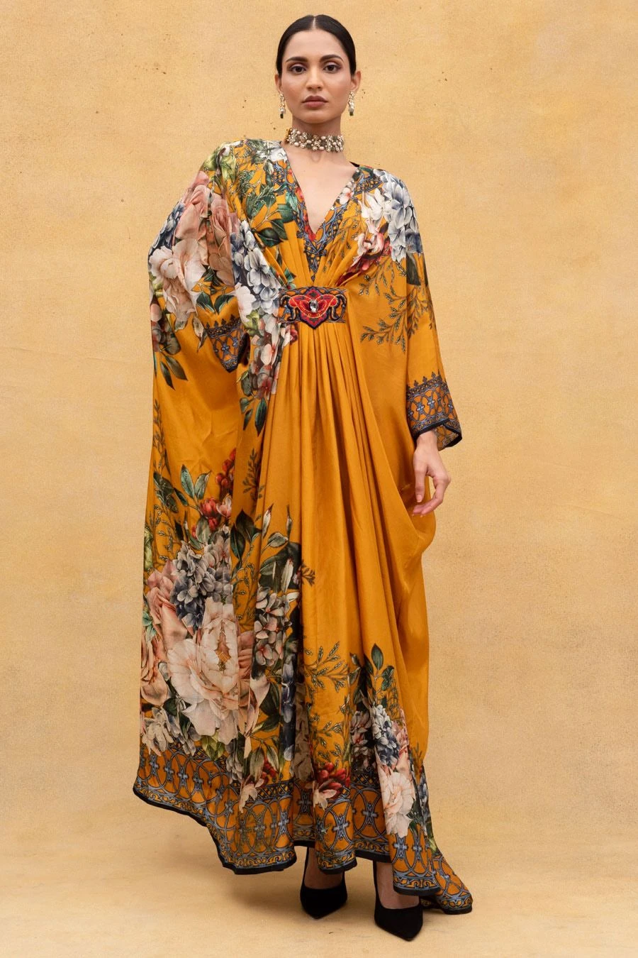 Rajdeep Ranawat Mustard Yellow Kaftan With An Insignia Broach 3 Rajdeep Ranawat Mustard Yellow Kaftan With An Insignia Broach