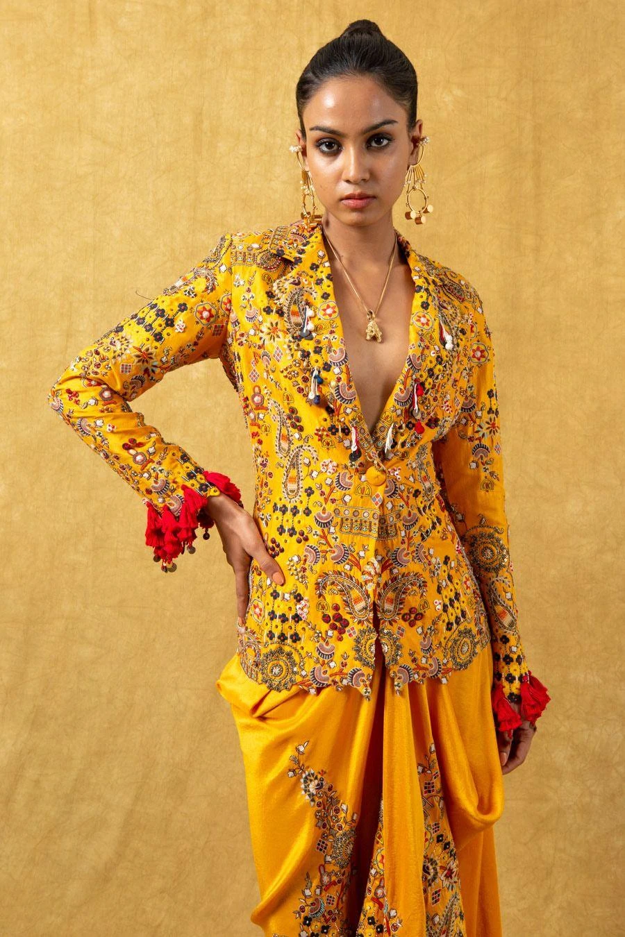 Anamika Khanna Kesar Embellished Jacket With A Draped Skirt 6 Anamika Khanna Kesar Embellished Jacket With A Draped Skirt - Image 4