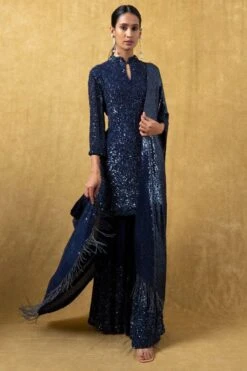 Nakul Sen Blue Sequinned Sharara Set