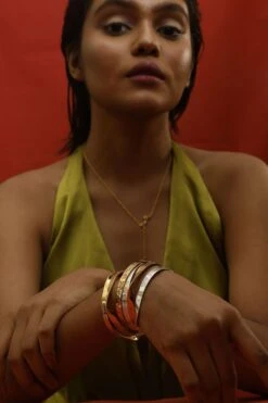 Eina Ahluwalia Nirbhau Nirvair & Chardi Kala Bangle In Silver