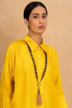 CVH Black Crystal Tassel Necklace