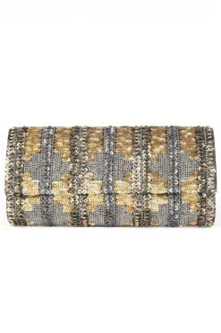 Deepa Gurnani Gold Jagger Clutch