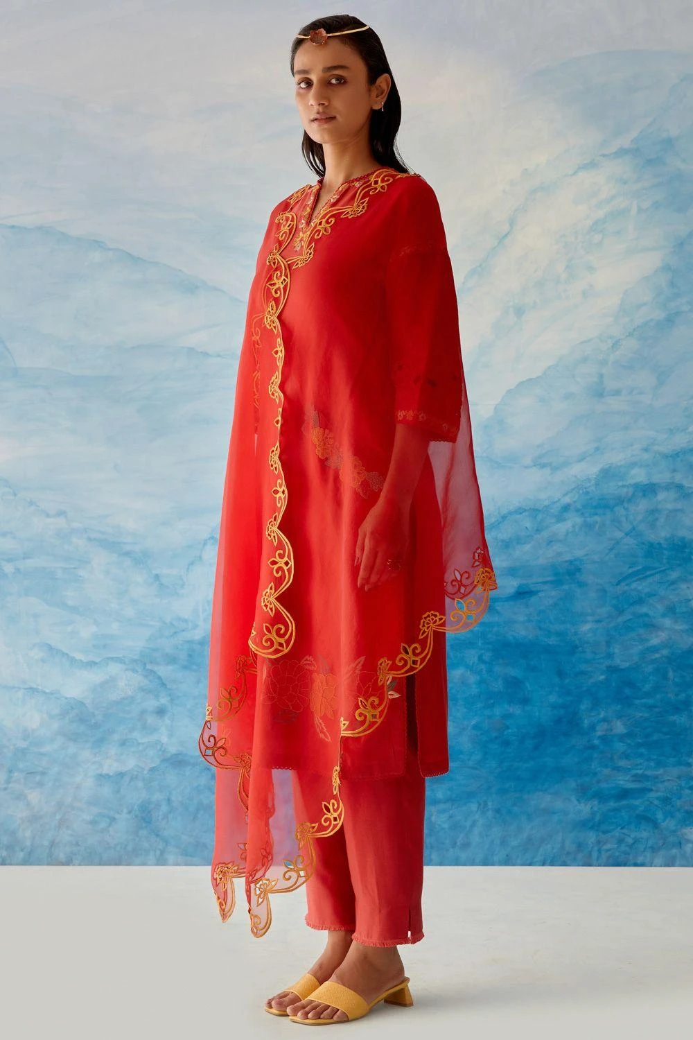 Chandrima Red Organza Dupatta 3 Chandrima Red Organza Dupatta
