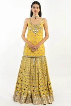 Abhinav Mishra Yellow Mirror Embellished Sharara Set -Inca Sales Store 39am4 3