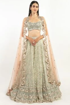 Abhinav Mishra Mint Green Embellished Lehenga Set