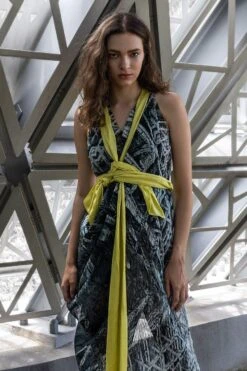 Abhishek Sharma Monochrome Asymmetric Draped Dress 11 Abhishek Sharma Monochrome Asymmetric Draped Dress -Inca Sales Store 3 38