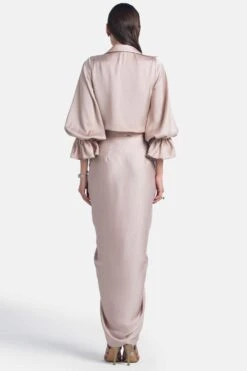 431-88 By Shweta Kapur Beige V Neck Crop Top -Inca Sales Store 408431014 3