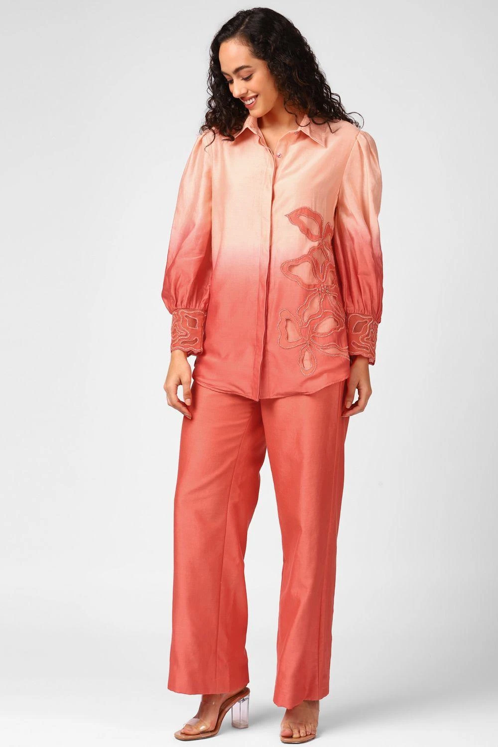 Sakshi Khetterpal Sugar Coral Ombre Co-ord Set 4 Sakshi Khetterpal Sugar Coral Ombre Co-ord Set - Image 2