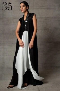 Amit Aggarwal Black & White Metallic Dress -Inca Sales Store 410am13 3