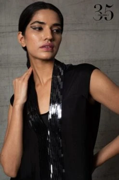 Amit Aggarwal Black & White Metallic Dress -Inca Sales Store 410am13 6