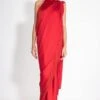 431-88 By Shweta Kapur Red Fringe Sari With A Jewelled Halter Top
