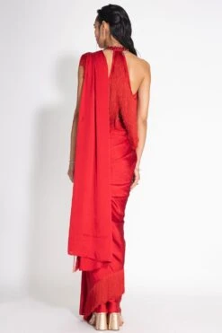 431-88 By Shweta Kapur Red Fringe Sari With A Jewelled Halter Top -Inca Sales Store 410coc10 4