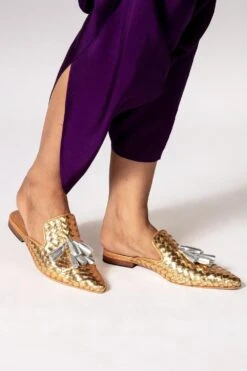 Inochhi Gold Tasseled Mules -Inca Sales Store 410inno1 2