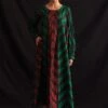 Amrich Emma Red & Green Silk Woven Pleated Shibori Dress