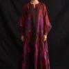 Amrich Mayra Red & Pink Silk-Woven Shibori Tiered Dress -Inca Sales Store 41123am27 1