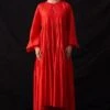 Amrich Ari Rose Red Silk Woven Pleated Tiered Dress -Inca Sales Store 41123am3 1