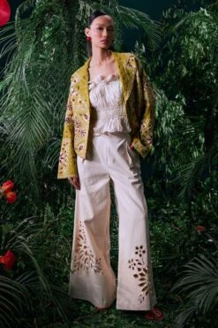 Chandrima Ivory Cutwork Flared Pants