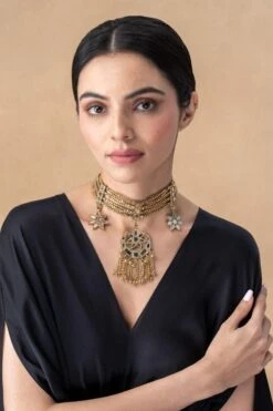 Ritika Sachdeva Gold Mirror Work Necklace