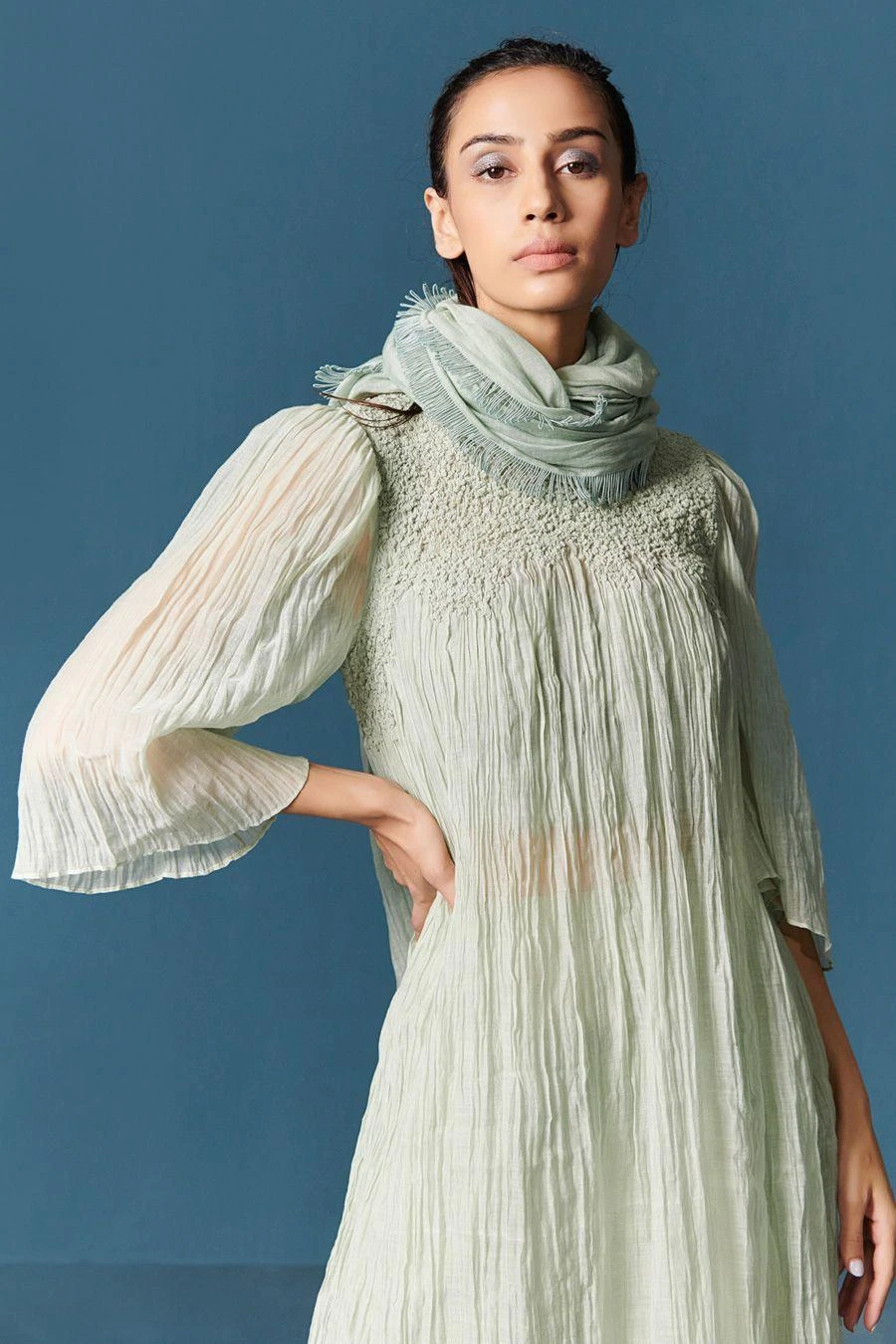 ILK Green Lily Embellished Scarf 3 ILK Green Lily Embellished Scarf