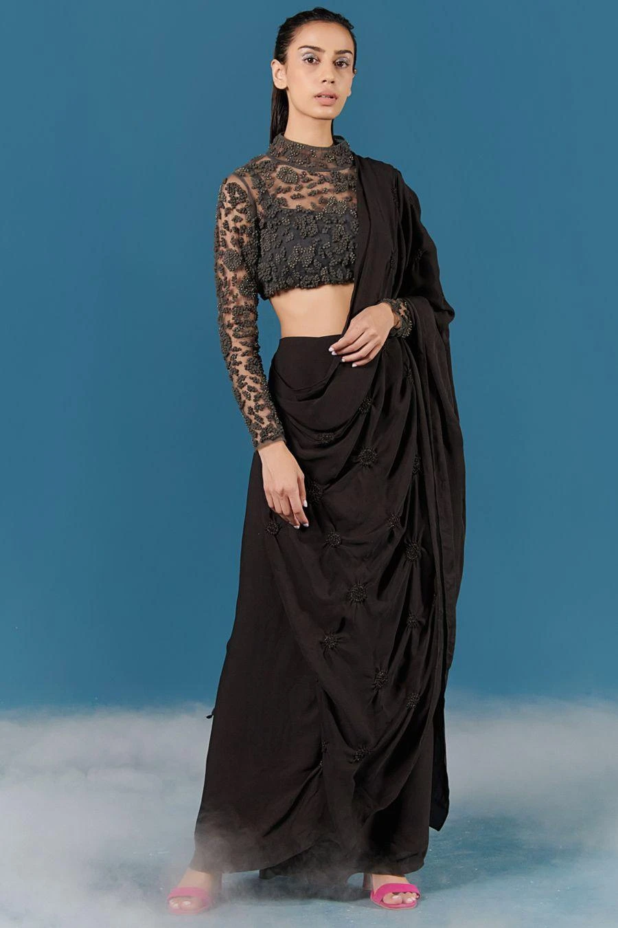 ILK Charcoal Foam Cloud Embroidered Crop Top 3 ILK Charcoal Foam Cloud Embroidered Crop Top