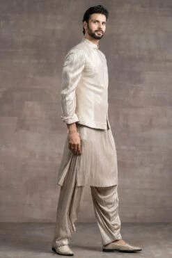 Tarun Tahiliani Men Gold Crinkled Bundi Jacket Set -Inca Sales Store 411ttmw34 3