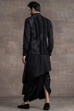 Tarun Tahiliani Men Black Silk Velvet Bundi Jacket -Inca Sales Store 411ttmw6 4