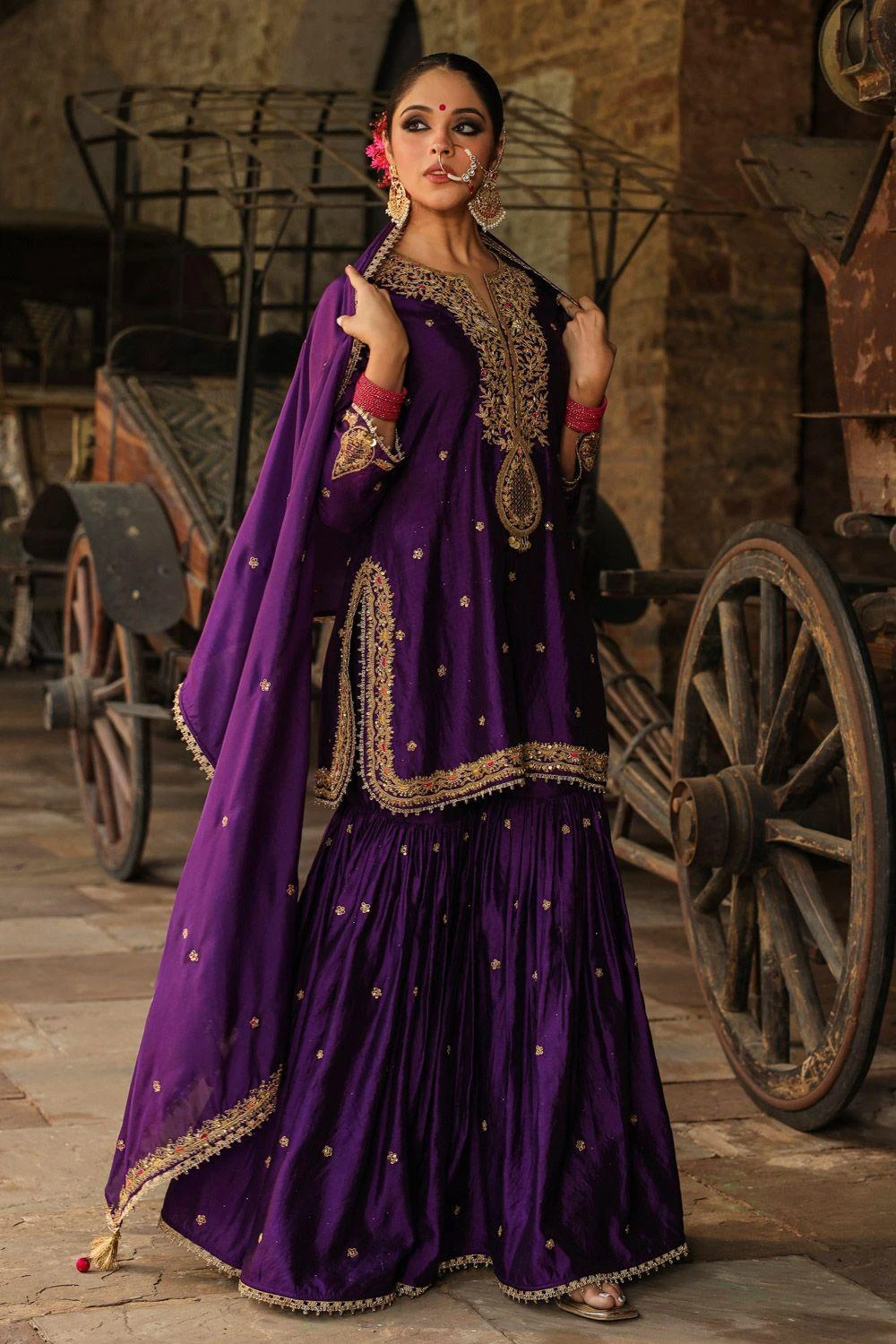 Niti Bothra Purple Zari Dori Embroidered Sharara Set 4 Niti Bothra Purple Zari Dori Embroidered Sharara Set - Image 2