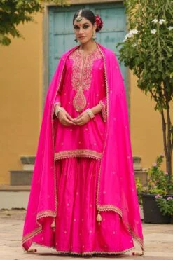 Niti Bothra Pink Zari Dori Embroidered Sharara Set