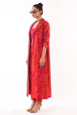 REIK Pink & Red Olsen Trench Jacket Set -Inca Sales Store 412rpf5 2