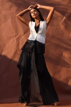 Richa Khemka Black Rafia Gilet Set -Inca Sales Store 426081 2