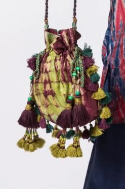 CAPISVIRLEO Green & Wine Tie-dye Potli Bag -Inca Sales Store 44cp6 3