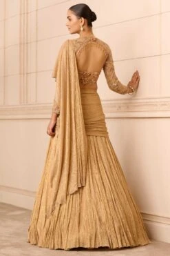 Tarun Tahiliani Champagne Gold Draped Lehenga Set 7 Tarun Tahiliani Champagne Gold Draped Lehenga Set -Inca Sales Store 453997 4