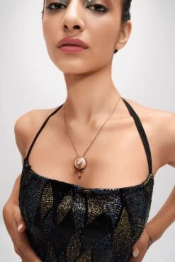 Outhouse Gold Embellished Pendant