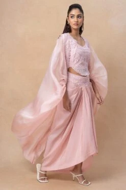 Anamika Khanna Pink Embellished Cape Set -Inca Sales Store 4723ak8 2