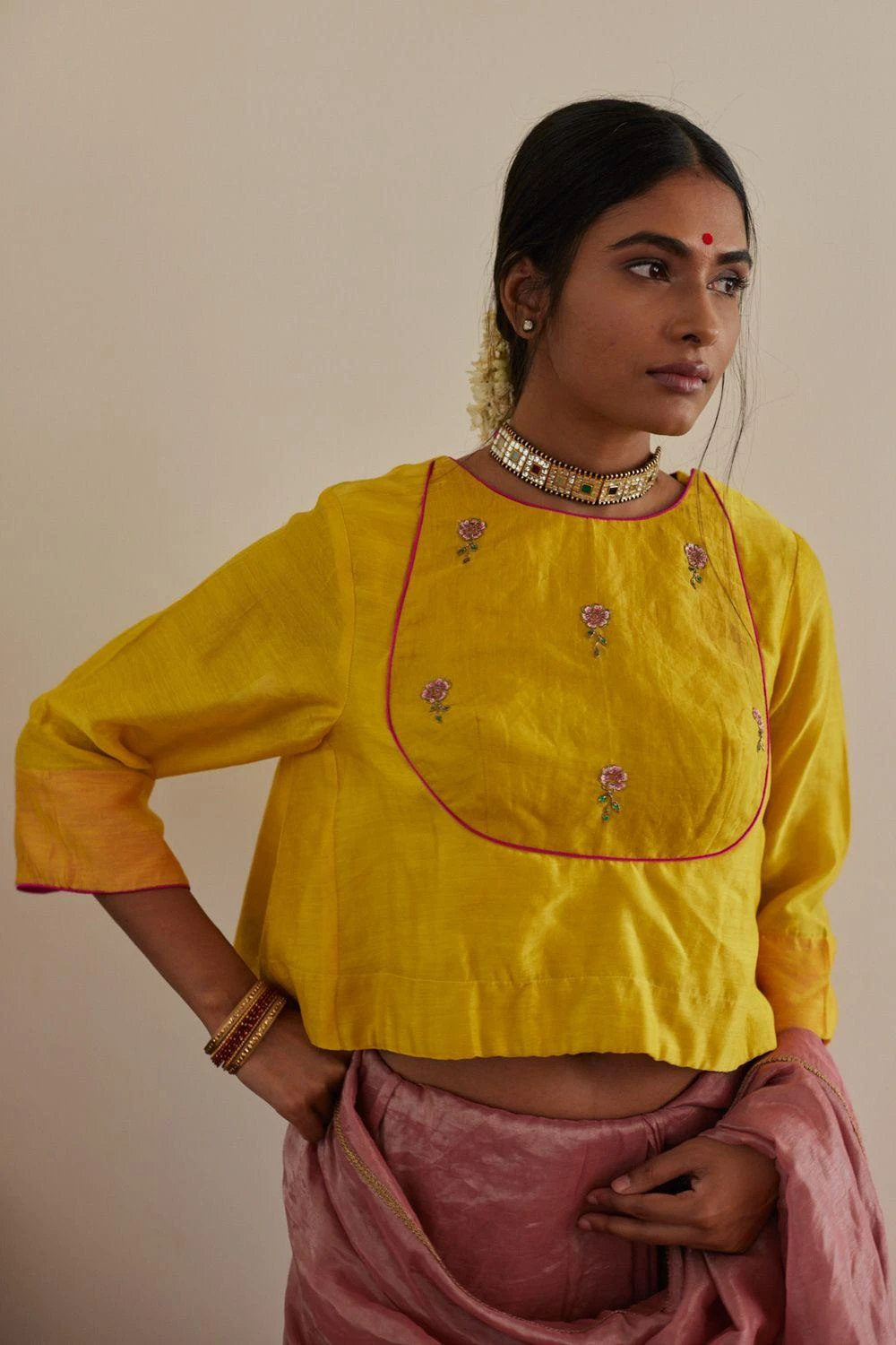 Shorshe Yellow Angrakha Blouse 3 Shorshe Yellow Angrakha Blouse