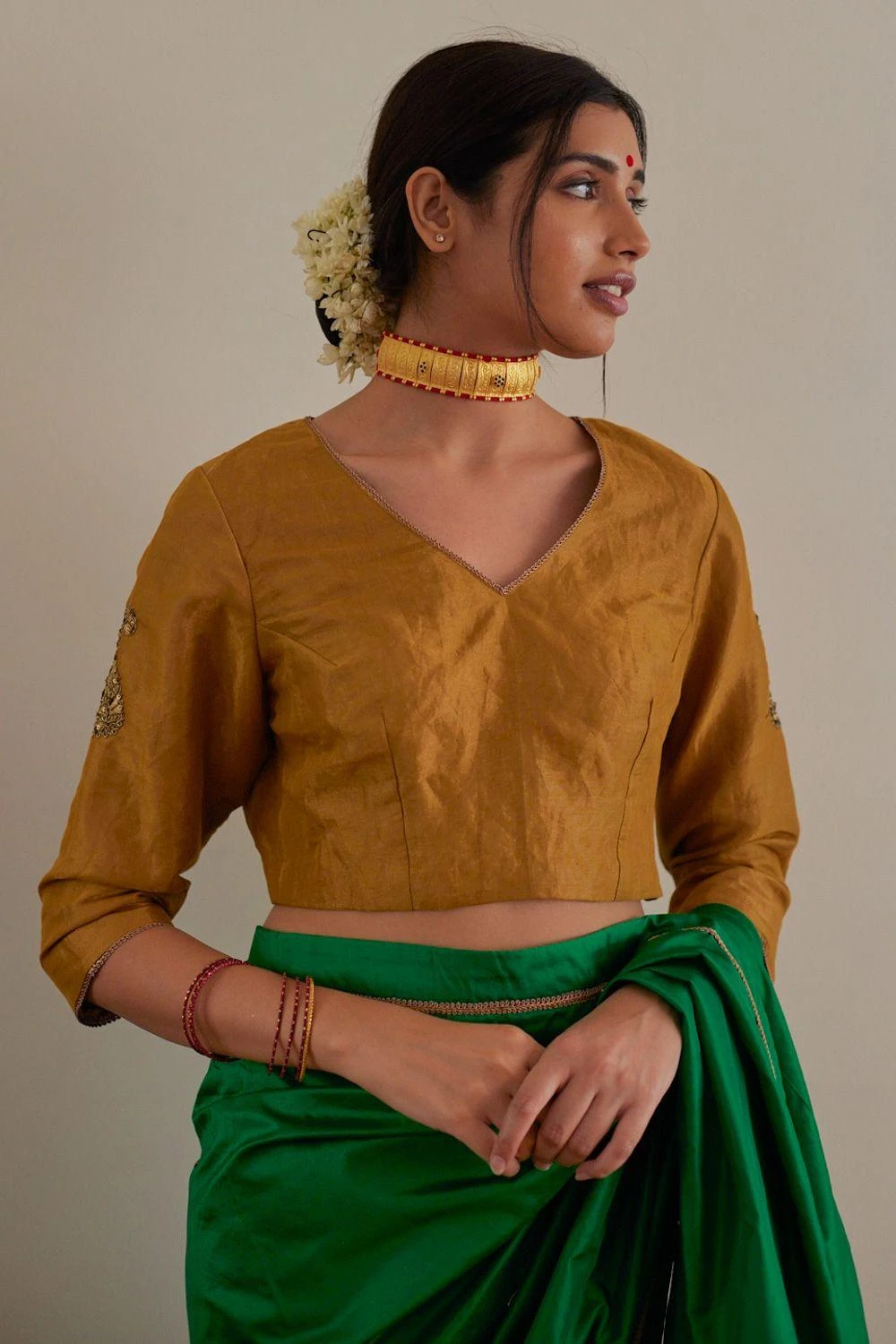 Shorshe Gold Hand Embellished Blouse 3 Shorshe Gold Hand Embellished Blouse