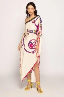 Saaksha & Kinni Ivory Hand Embellished Kaftan Dress