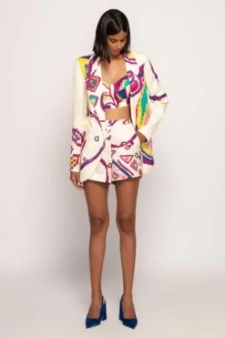 Saaksha & Kinni Ivory Paisley Printed Shorts -Inca Sales Store 4923sk34 2