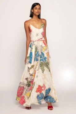 Saaksha & Kinni Ivory Bandhani Printed Column Dress