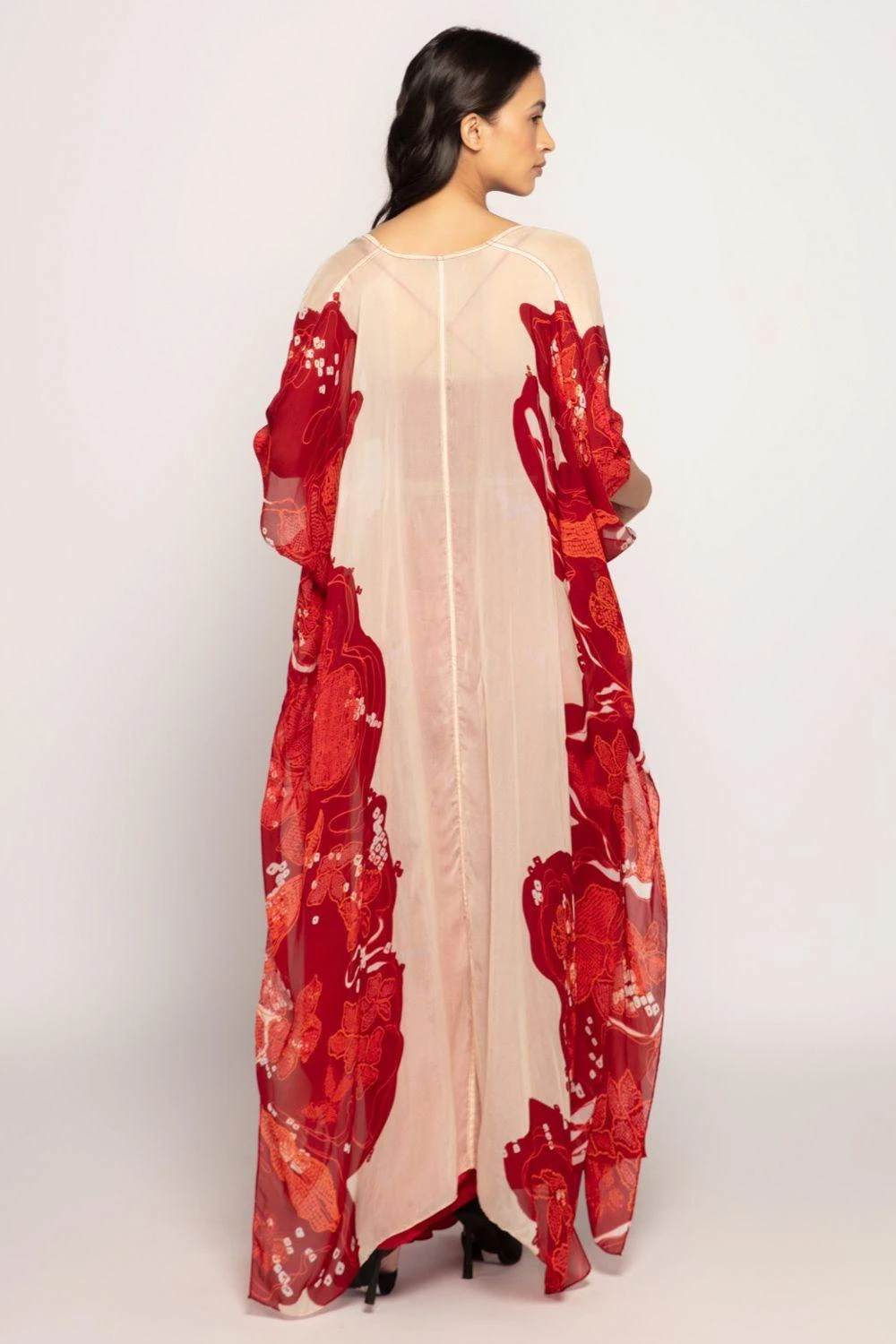 Saaksha & Kinni Maroon Bandhani Printed Cape Set 6 Saaksha & Kinni Maroon Bandhani Printed Cape Set - Image 4