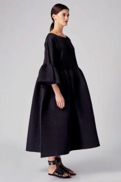 Rajesh Pratap Singh Black Peplum Pleated Dress -Inca Sales Store 4fl 110 3